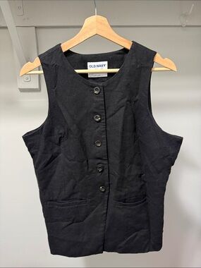 Old Navy Black Button-Front Women's Vest